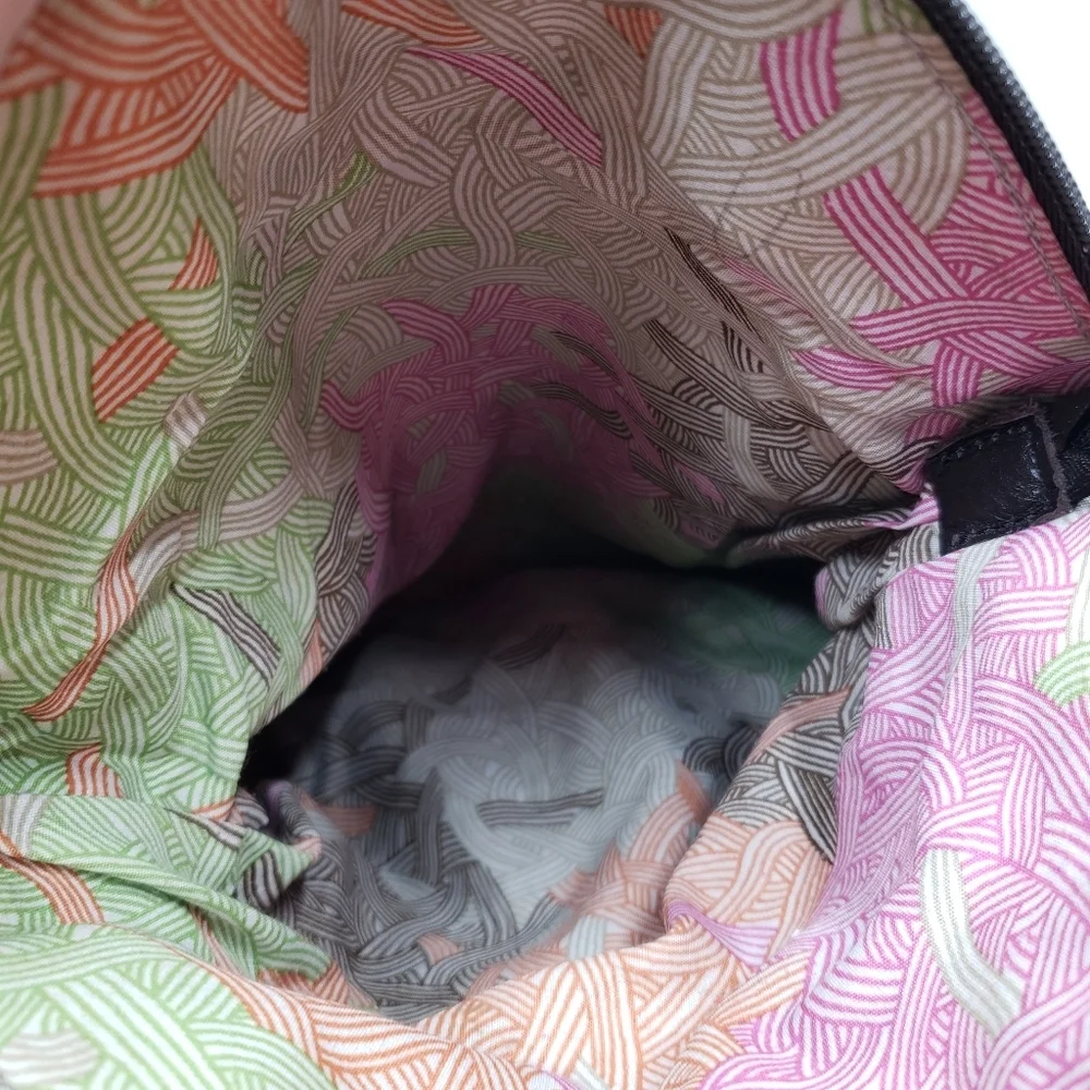 The Sak Deena Leather Crossbody Hobo Bag Foldover Multi Texture Shimmer - Picture 9 of 16